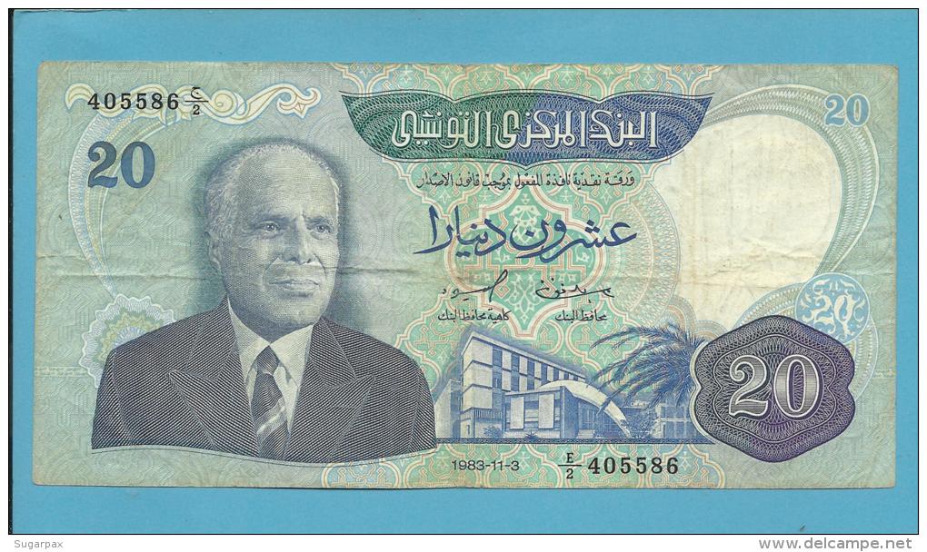 TUNISIA - 20 DINARS - 1983 - P 81 - Habib Bourguiba - 2 Scans - Tunisia