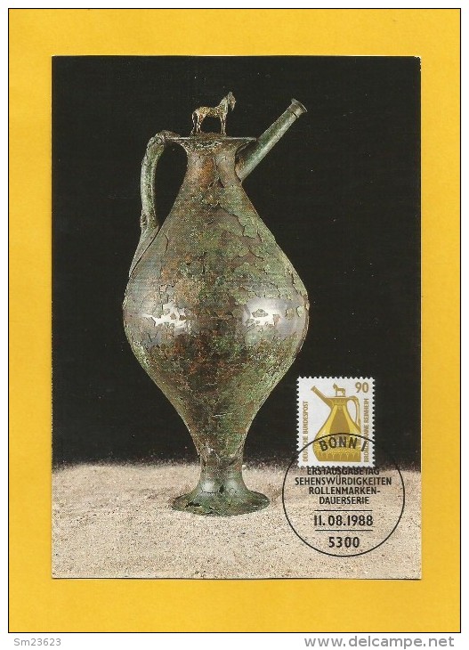 BRD 1988  Mi.Nr. 1380 , Bronzekanne - Sehenswürdigkeiten (IV) - Maximum Card - 11.08.1988 - 1981-2000
