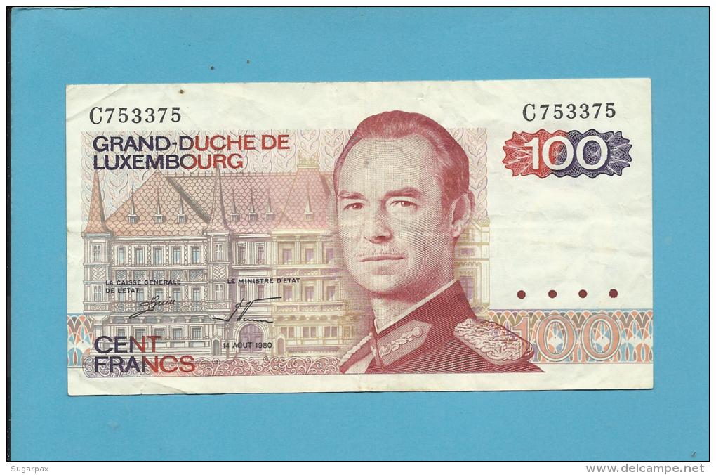 LUXEMBOURG - 100 Francs - 14.08.1980 - P 57 - Grand Duke Jean - 2 Scans - Luxemburgo