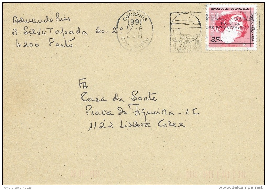 TIMBRES - STAMPS- MARCOPHILIE - PORTUGAL - NAVEGATEUR GIL EANES -CAP BOJADOR (1434)- CACHET  17-06-1991-  PORTO - Postal Logo & Postmarks