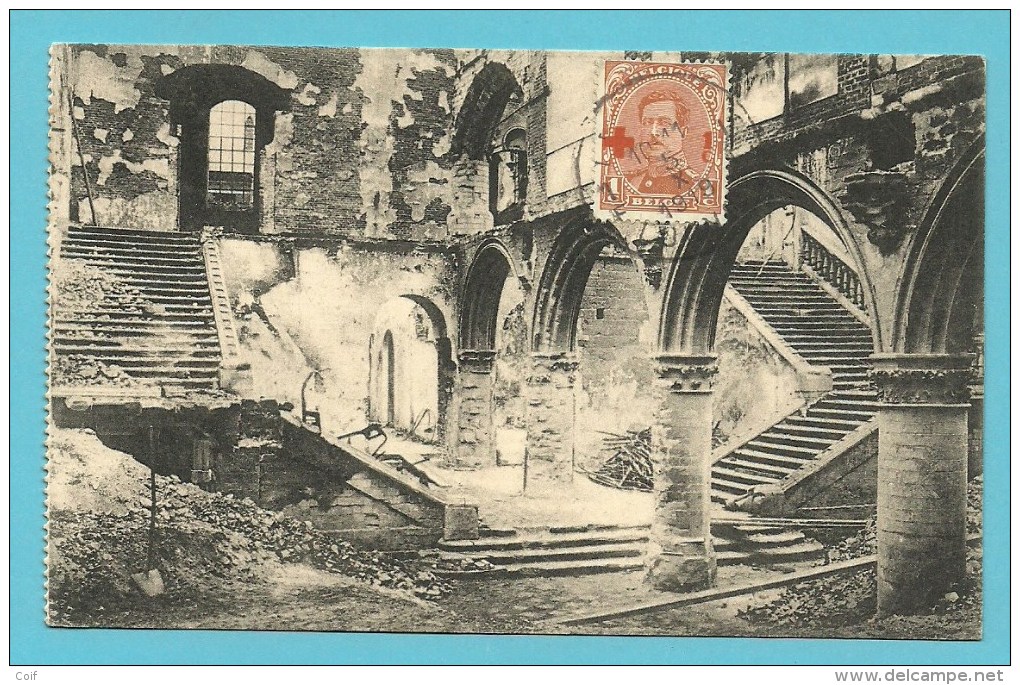 150 Op Kaart " Ruines De Louvain / Universite " Met Stempel LOUVAIN 1F LEUVEN - 1918 Croix-Rouge