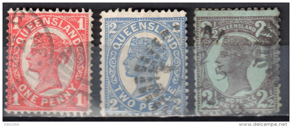 Queensland Australia 1897 Queen Victoria - Mi 95,96,97 - Used - Used Stamps