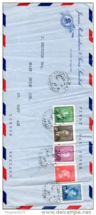 CANADA. N°231-5 De 1950 Sur Enveloppe 1er Jour Ayant Circulé. George VI. - ....-1951