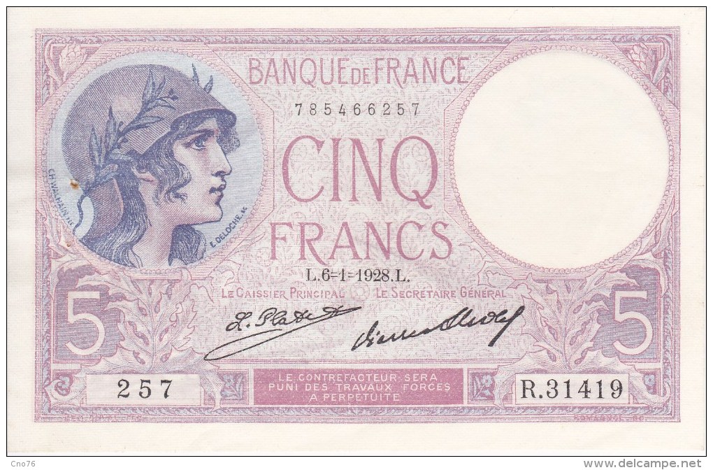 France Billet 5 Francs Type Violet Du 06/01/1928 - 5 F 1917-1940 ''Violet''