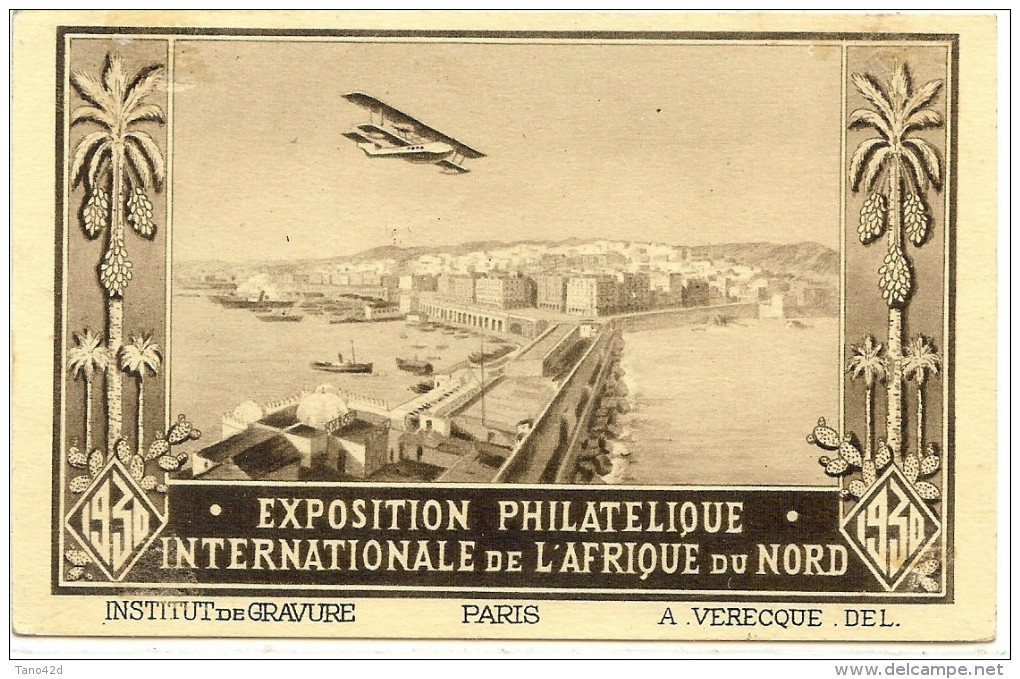 LCH - ALGERIE 1930 - CP EXPOSITION PHIL. INTERN.LE AFRIQUE DU NORD VOL ALGER/CASABLANCA 10/5/1930 - Poste Aérienne