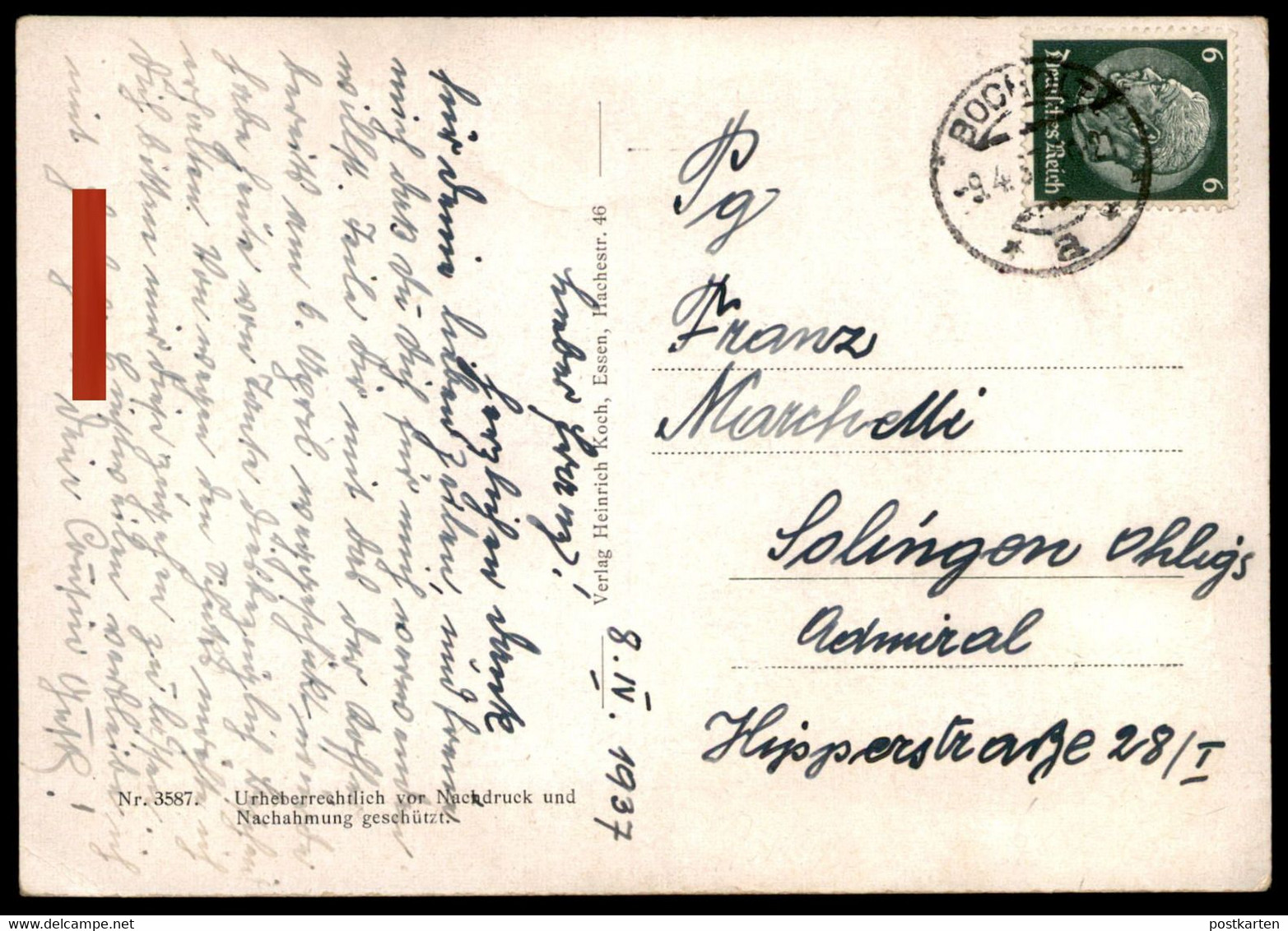 ALTE POSTKARTE GRUSS AUS BOCHOLT 1937 POSTAMT RAVARDITOR AAPARTIE SCHÜTZENHAUS JOSEFSKIRCHE KOLPING DENKMAL AMTSGERICHT - Bocholt