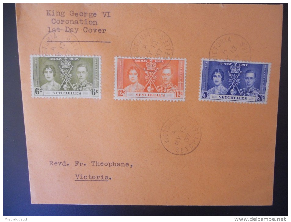 Seychelles Lettre De Victoria 1937 Pour Victoria - Seychellen (...-1976)