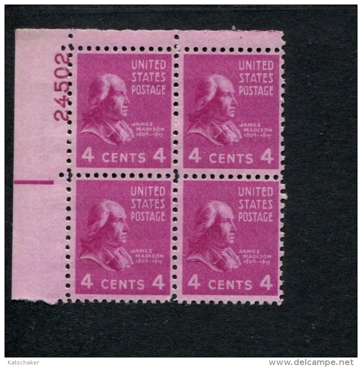 USA POSTFRIS MINT NEVER HINGED POSTFRISCH EINWANDFREI SCOTT 808 PRESIDENTIAL ISSUE P#block Of 4 - Plate Blocks & Sheetlets