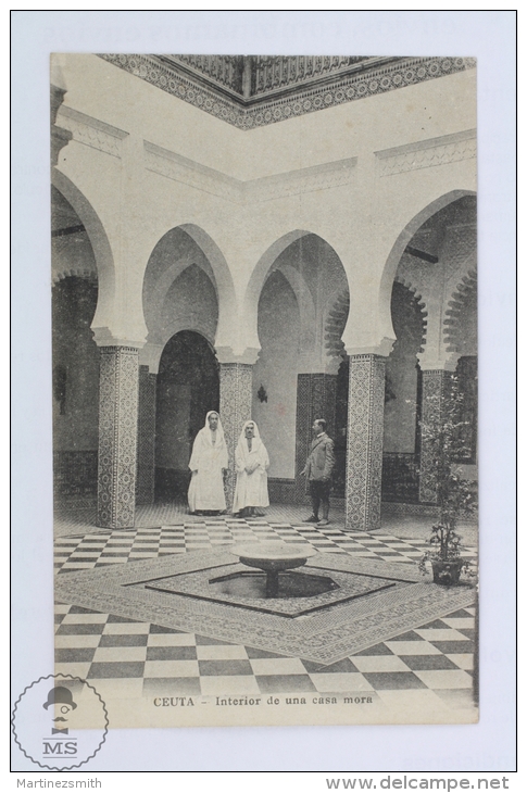 Old Postcard From Ceuta - Interior De Una Casa Mora / Interior Of A Morish House. - Ceuta