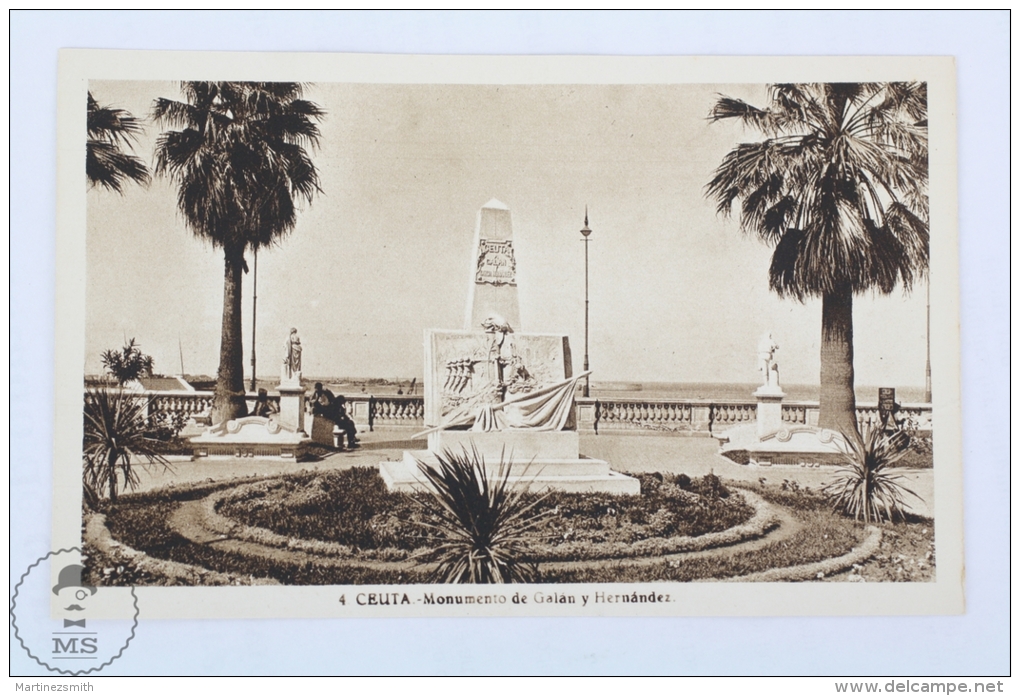 Old Postcard From Ceuta - Monumento De Galán Y Hernandez / Galan And Hernandez Monument - Ceuta