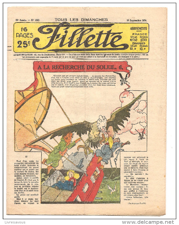 Fillette N°1382 Du 16 Septembre 1934 A La Recherche Du Soleil. 6. 26 ème Année - Fillette