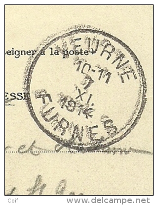 Kaart Met Stempel VEURNE / FURNES Op 7/11/1914 - Zone Non Occupée