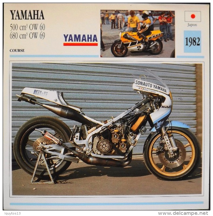 FICHE TECHNIQUE ILLUSTREE De MOTO ANCIENNE De COURSE - YAMAHA 500cm3 OW 60 & 680 Cm3 OW 69 De 1982 - En Parfait Etat - - Voitures