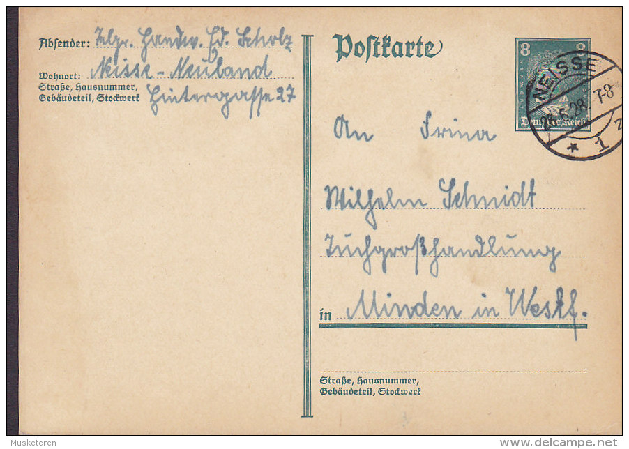 Germany Deutsches Reich Postal Stationery Ganzsache Entier NEISSE 1928 MINDEN Westf. Beethoven (2 Scans) - Postkarten