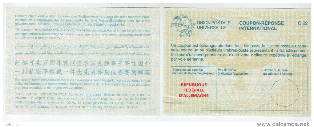 Germany UPU - Coupon Réponse International - CN 01 (ancien C 22) - Reply Coupons