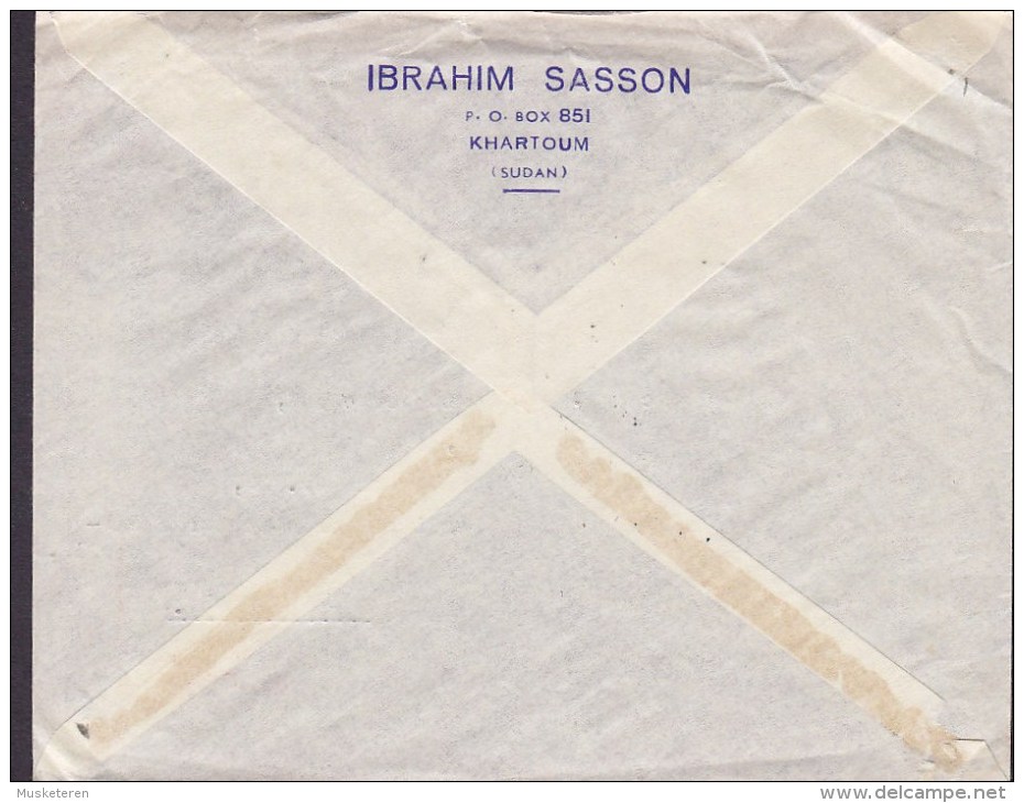 Sudan Air Mail Par Avion IBRAHIM SASSON, KHARTOUM 1955 Cover Brief BERLIN - CHARLOTTENBURG Germany Landarbeiter (2 Scans - Soedan (1954-...)