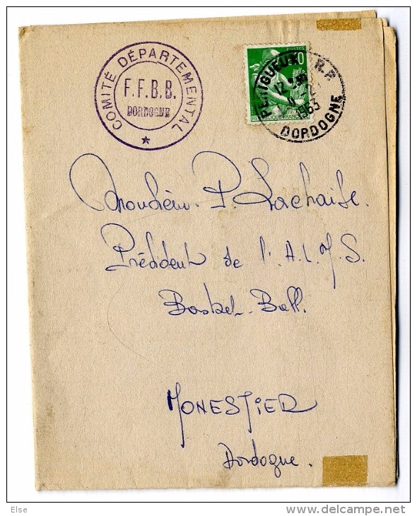 PERIGUEUX BASKET  F F B B COMITE DE LA DORDOGNE EXPERIENCE D ARBRITAGE -  ENVELOPPE LETTRE 1963 AVEC CACHET ET TIMBRE - Andere & Zonder Classificatie