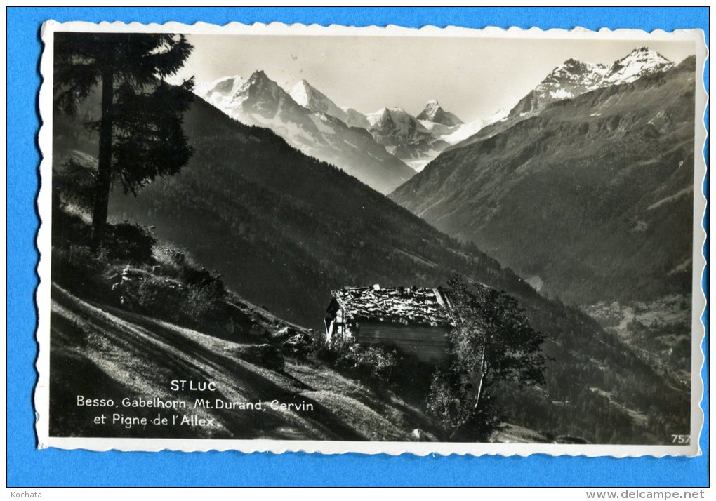 LIP236, St. - Luc, Besso, Gabelhorn, Mt. Durand, Cervin, Pigne De L'Allex, 757,  Circulée 1951 - Saint-Luc