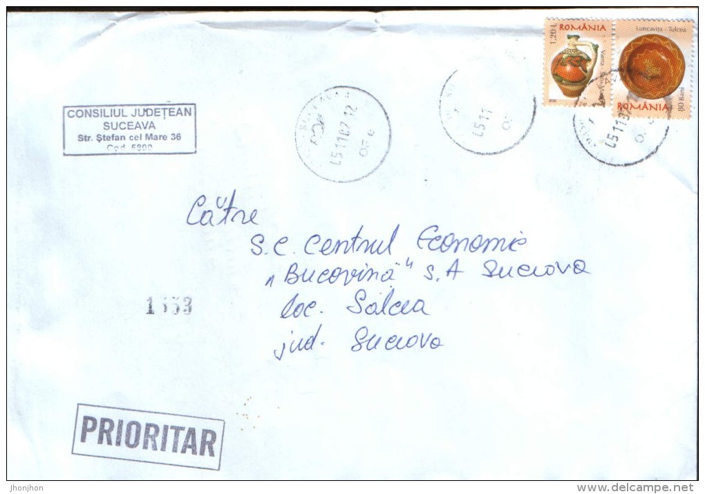 Romania - Priority Letter Circulated In 2007 - Romanian Pottery - Lettres & Documents