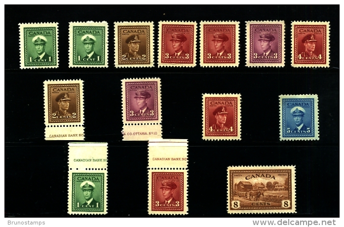 CANADA - 1943-48  GEORGE  VI  ODD VALUES  MINT NH - Unused Stamps