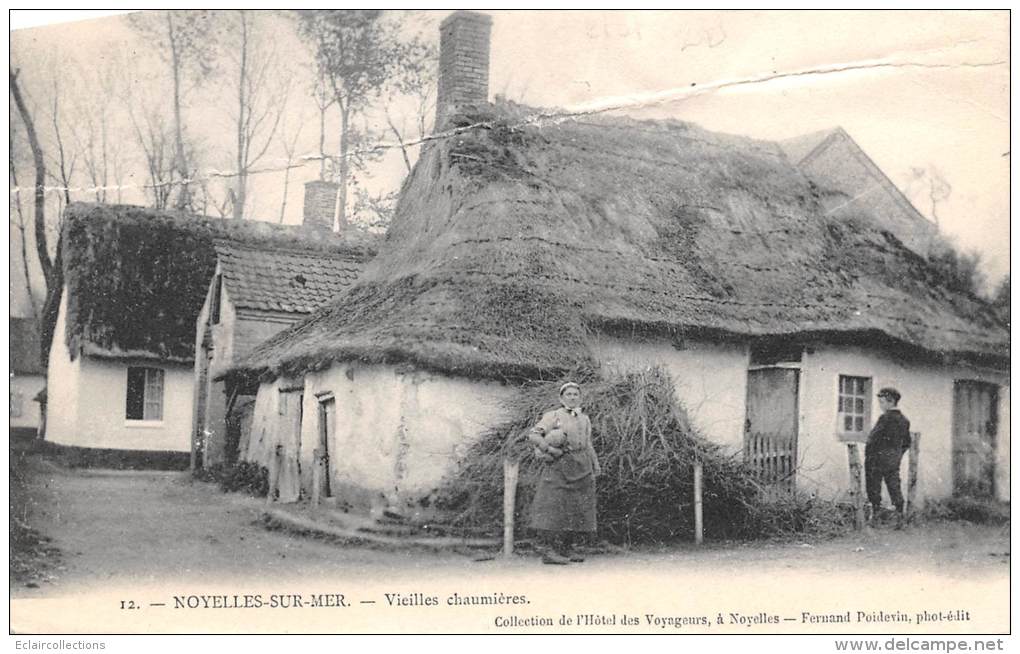 Noyelles Sur Mer    80    Vieilles Chaumières   (pli) - Noyelles-sur-Mer