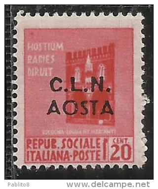 REPUBBLICA SOCIALE 1944 SOPRASTAMPATO D´ITALIA CLN AOSTA TAMBURINI CENTESIMI 20 MNH - Centraal Comité Van Het Nationaal Verzet (CLN)