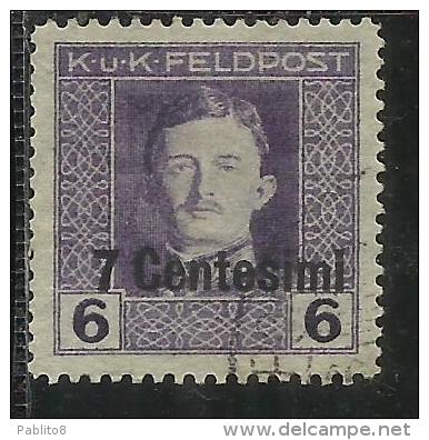 OCCUPAZIONE AUSTRIACA 1918 CENT. 7 SU 6 H USATO USED OBLITERE´ - Oostenrijkse Bezetting