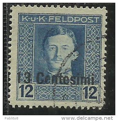 OCCUPAZIONE AUSTRIACA 1918 CENT. 13 SU 12 H USATO USED OBLITERE´ - Oostenrijkse Bezetting