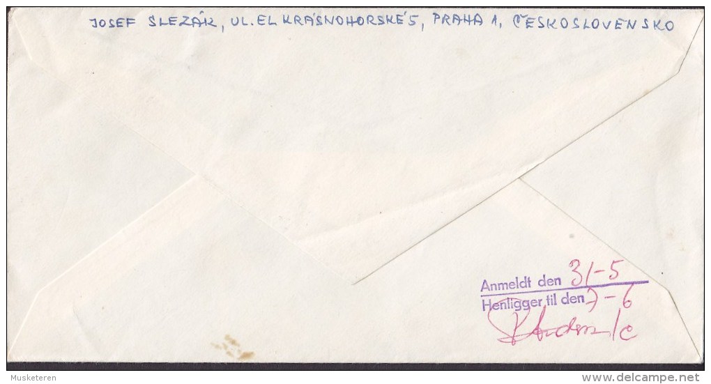 Czechoslovakia Registered Einschreiben PRAHA 01 Label 1966 Cover Brief Denmark Train Zug Chemin Volleyball (2 Scans) - Briefe U. Dokumente