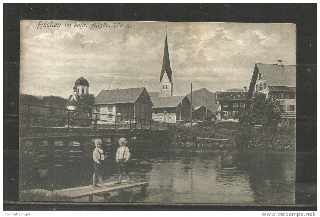 204 * FISCHEN * IM BAYRISCHEN ALLGÄU * MIT ZWEI SPIELENDEN KINDERN AM UFER * 1910 **!! - Fischen