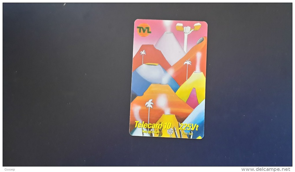 VANUATU-(VU-TVL-REM-0011A)-Colored Volcanoes (Yellow Value)-(3)-(225vt )-(6657-617-606)-used Card+1card Prepiad Free - Vanuatu