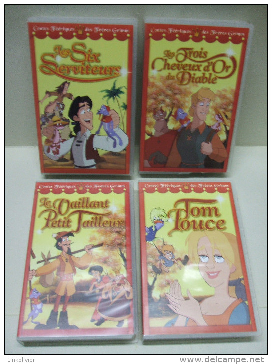 4 X K7 CASSETTE VIDEO VHS Secam : Contes Féeriques Des Frères Grimm (Tom Pouce...) - Cartoni Animati