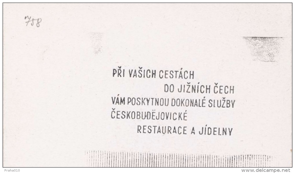 J2027 - Czechoslovakia (1945-79) Control Imprint Stamp Machine (R!): Restaurants And Canteens City Ceske Budejovice - Hotels, Restaurants & Cafés