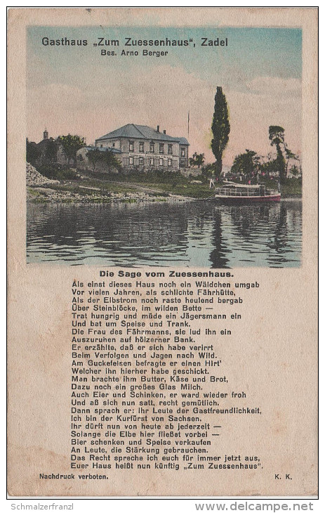 AK Gasthaus Zuessenhaus Sage Fähre Bei Zadel Diera Zehren Meissen Nieschütz Diesbar Seusslitz Lommatzsch Riesa Radebeul - Diesbar-Seusslitz