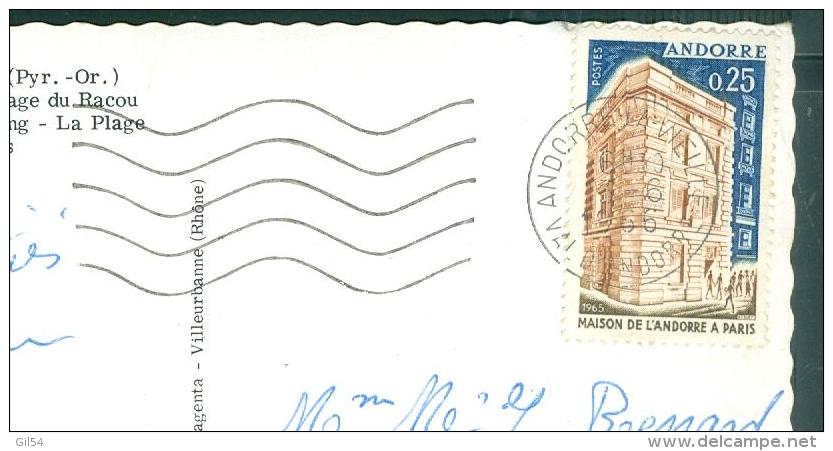 Carte Postale De  Argeles Sur Mer Affranchie Par Timbre D'Andorre En 1966    Ae11829 - Covers & Documents