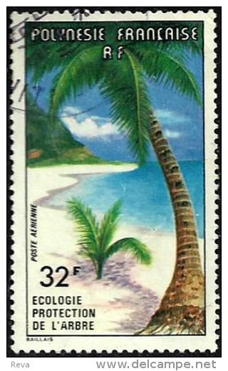 POLYNESIE FRANCAISE ECOLOGIE PROTECTION PALM 32 FRANCS STAMP ISSUED1960's(?) SG260 USEDLH PMK LEFT READ DESCRIPTION !! - Oblitérés