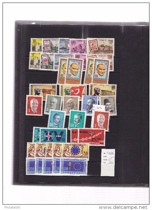 TURQUIE  NICE COLLECTION STAMPS MINT (99% MNH**)  BOUGHT 1500 FRANCS  IN 1997 (230 EUROS)