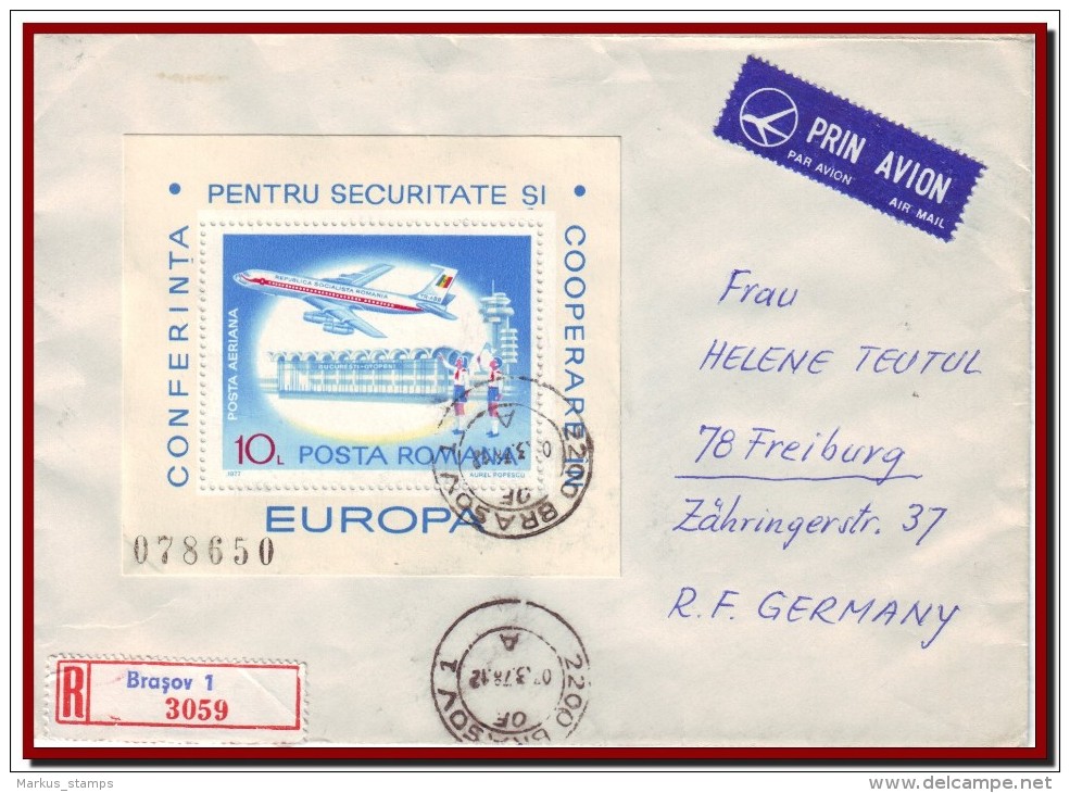 1978 Romania, Montreal Olympic Medals + Conference On Security And Cooperation In Europe CSCE S/s Airmail Cover - Storia Postale