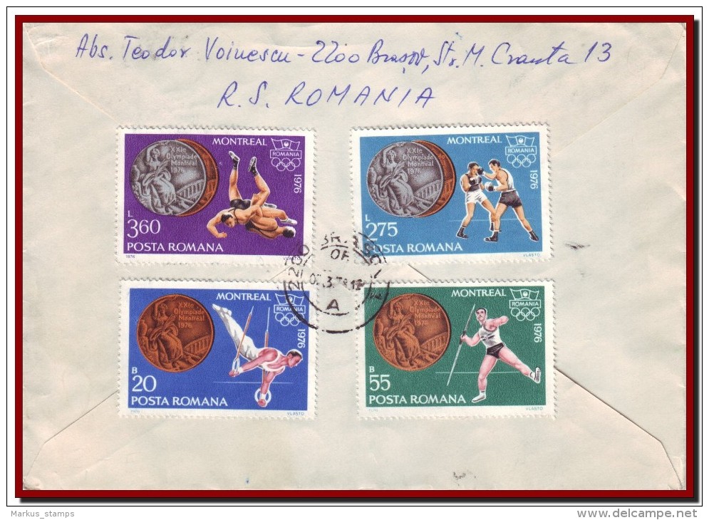 1978 Romania, Montreal Olympic Medals + Conference On Security And Cooperation In Europe CSCE S/s Airmail Cover - Storia Postale