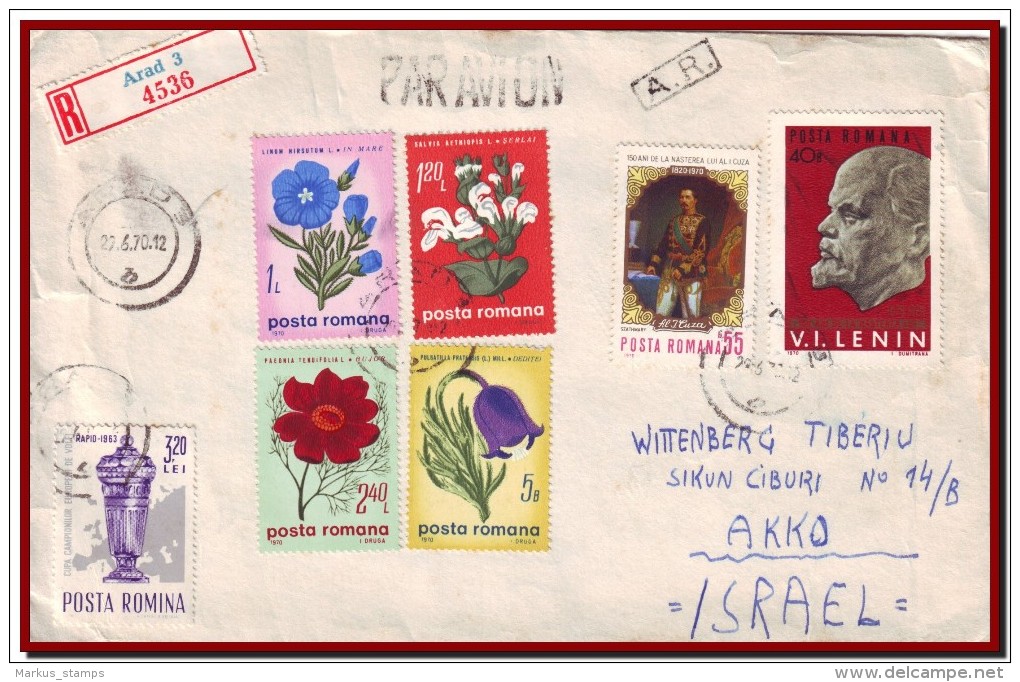 1970 Romania, Ice Hockey World Championship + Wild Flowers Complete Sets Airmail Cover - Storia Postale