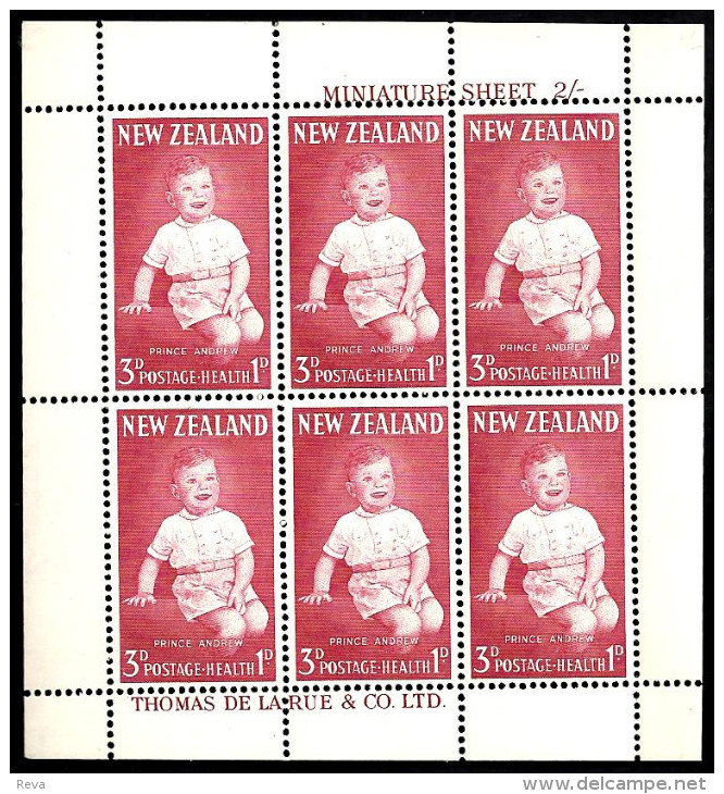 NEW ZEALAND CHILD PRINCE ANDREW SET OF 2 X 6 ON M/S 2&1-2P&3 P +HEALTH MINTH 1963 SG? READ DESCRIPTION !! - Nuevos