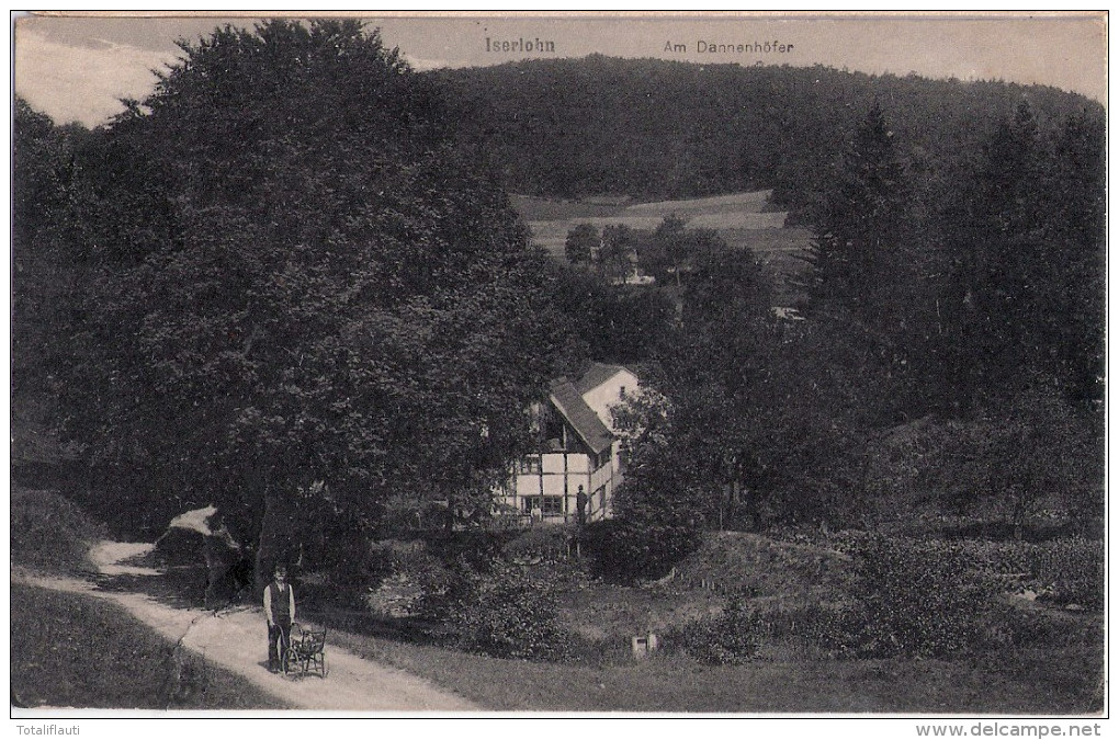 ISERLOHN Am Dannenhöfer Mann Mit Kinderwagen 6.6.1921 Gelaufen - Iserlohn