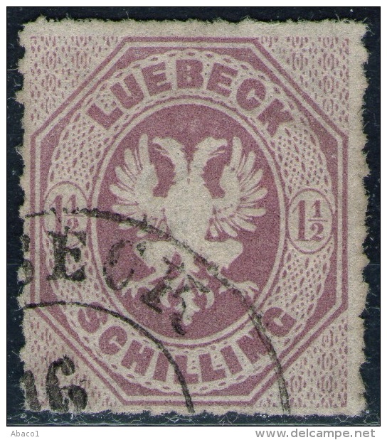 Lübeck Nr. 14 - 1 1/2 Shilling Purpur Mit Ortsstempel - Kurzbefund BPP - Kabinett - Lubeck