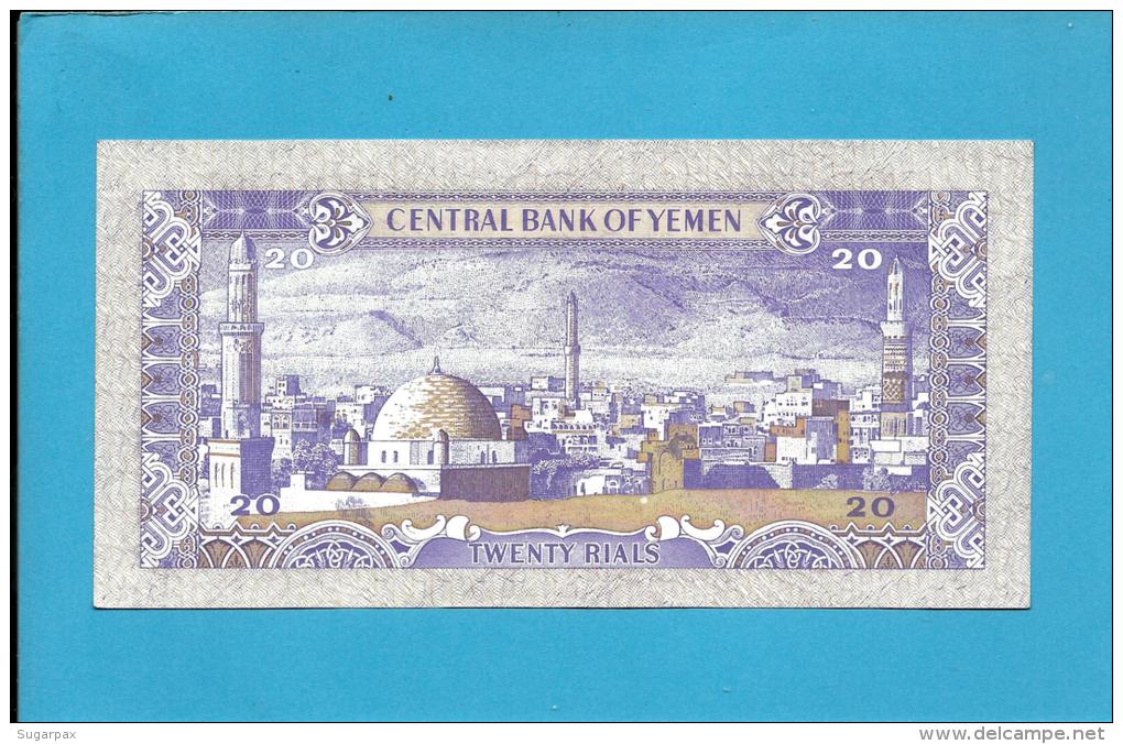 YEMEN ARAB REPUBLIC - 20 RIALS -  ND ( 1985 ) - P 19.b -  Sign. 8 - UNC. - Central Bank Of Yemen - 2 Scans - Yémen