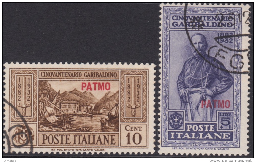 EGEO - PATMOS - GARIBALDI - N.17+26  Cat. 100 Euro - USATI - LUXUS GESTEMPELT - Ägäis (Patmo)