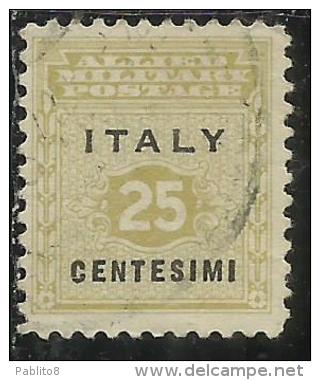 OCCUPAZIONE ANGLO-AMERICANA SICILIA 1943 CENT. 25 USATO USED OBLITERE´ - Occ. Anglo-américaine: Sicile