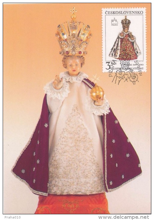 J2713 - Czechoslovakia (1991) Preparatory Print (RRR!) - Cartes Maximum: Graceful Infant Jesus Of Prague - Errors, Freaks & Oddities (EFO)