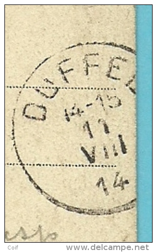 Kaart Met Stempel MECHELEN Op 11/08/1914 Naar DUFFEL Op 11/08/1914 (Offensief W.O.I) - Unbesetzte Zone