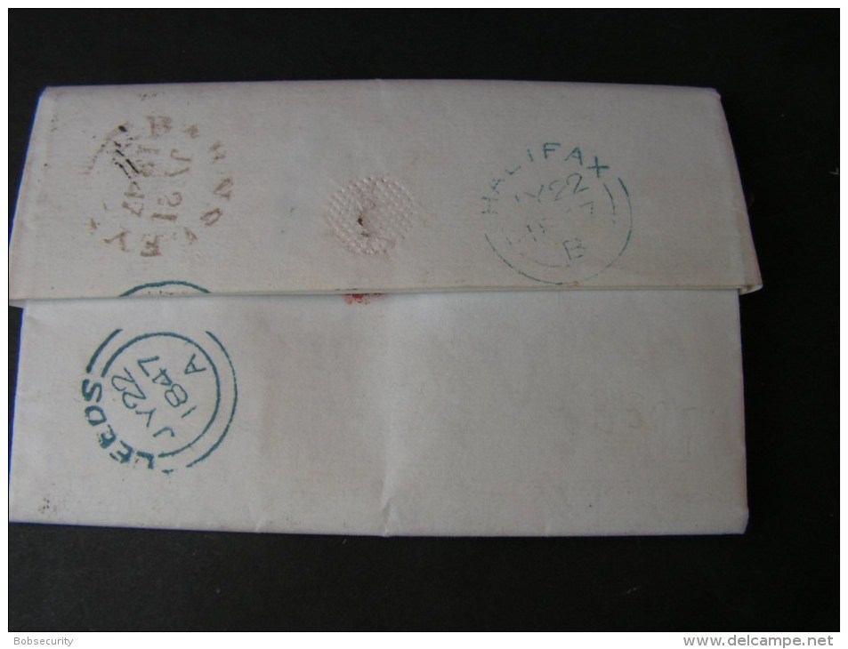 == GB Cv., 1847 Leeds In Blau Nach Halifax - Covers & Documents