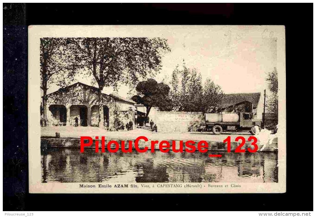 34 Hérault - CAPESTANG - " Maison Emile AZAM Flis - Bureau Et Chaix - Animation - Camion Citerne " - RARISSIME - Capestang